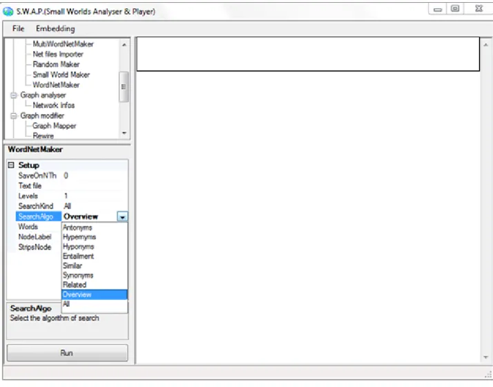 Figura 5.9. Interfaccia di SWAP. Il sistema è posizionato sulla funzione di WORDNET MAKER