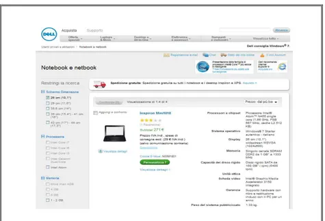 Figura 1.5 Un’applicazione di customerization di Dell 