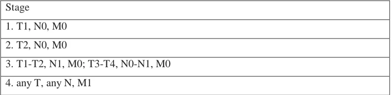 Table  I.  Staging  system  for  ACC  proposed  by  the  European  Network  for  the  Study  of  Adrenal  Tumors (ENSAT)