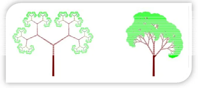 Fig. 8  Alberi creati con frattali che sfruttano il condensing. 