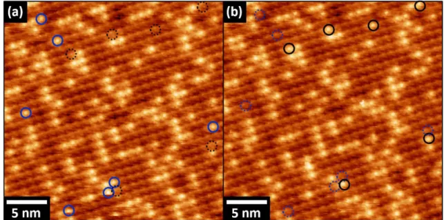 Figure 11.  (a) and (b) 30x30nm 2  and consecutive room temperature STM images of ZnTPP on 