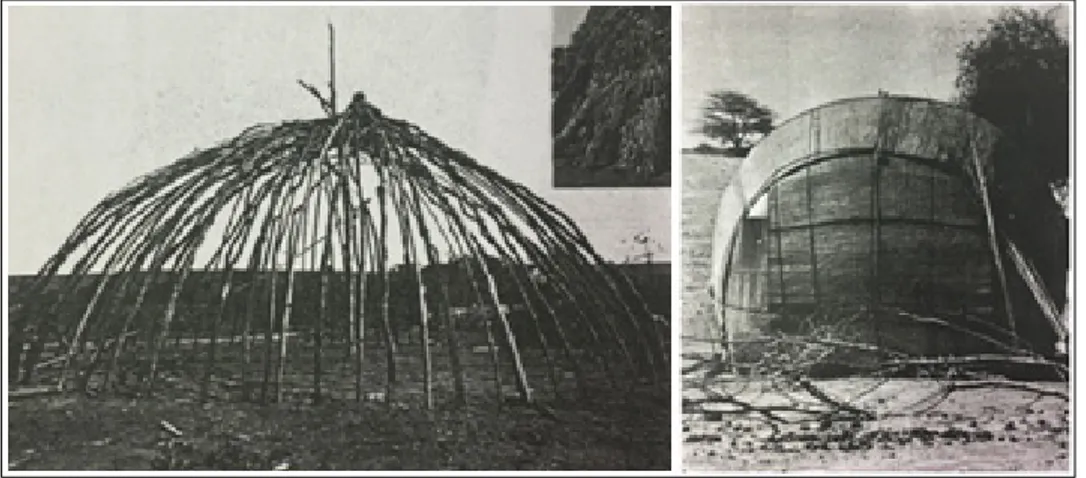 Fig. 1.18. Ricostruzione di capanna con scheletro portante costituito da elementi infissi nel  terreno.