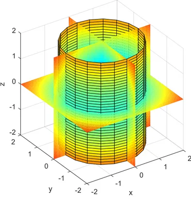 Fig. 2.25 Interpolazione su una superficie S (cilindrica), sulla quale si vuole conoscere il valore di V
