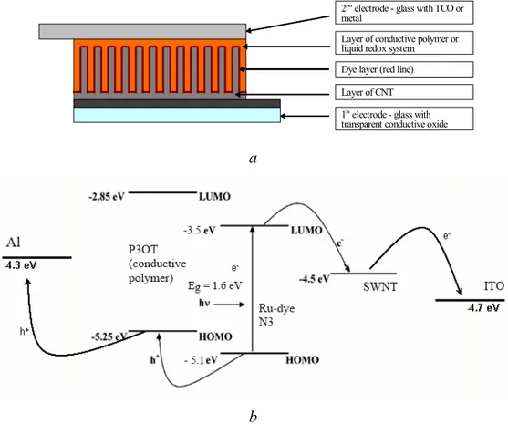 Figure 2.3.4 The schematic illustration of ideal architecture of our hybrid solar cell (a)