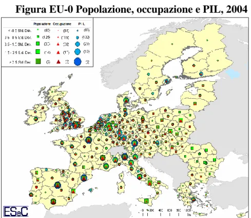 Figura EU-0 Popolazione, occupazione e PIL, 2004 
