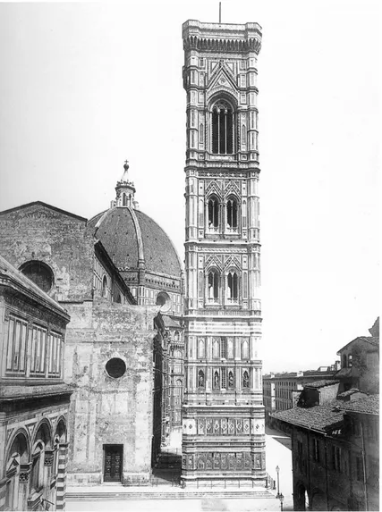 Fig. 1.5 – Campanile di Giotto a Firenze. Foto ottenuta mediante il decentramento dell’obiettivo,  inventato da Leopoldo Alinari