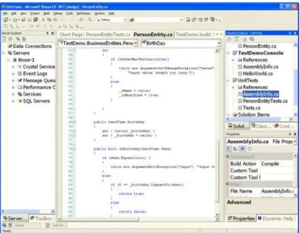 Figure 2.2 shows an overview of the Visual C# tool included in Visual Studio.