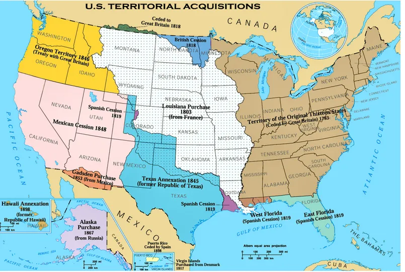 Fig. 1 L’immagine è consultabile nei siti internet appositamente dedicati alla materia della rappresentazione  grafica dell’evoluzione dei confini del territorio statunitense