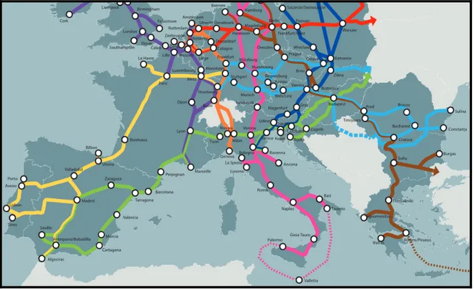 Figura 1.1: mappa del network europeo TEN-T 