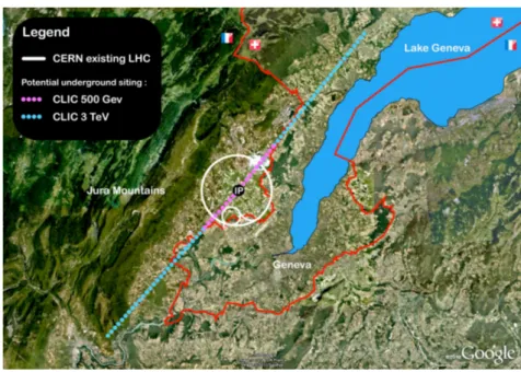 Figure 3 – Map showing a potential location for the CLIC accelerator complex