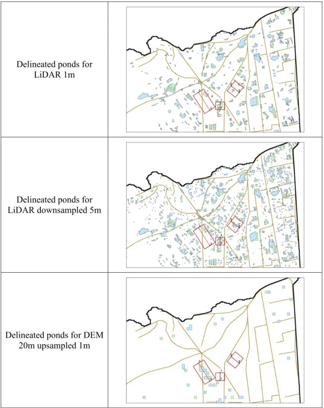 Tab. 2. 6 - Ponds delineation for different source data and different sections analysed