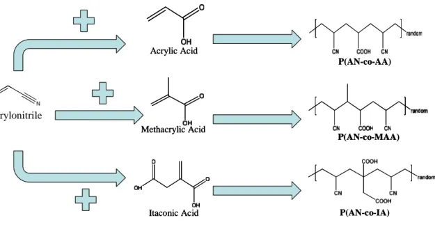 Figure 3.2: Chemical structure of co-monomers used and final synthesised copolymers.  