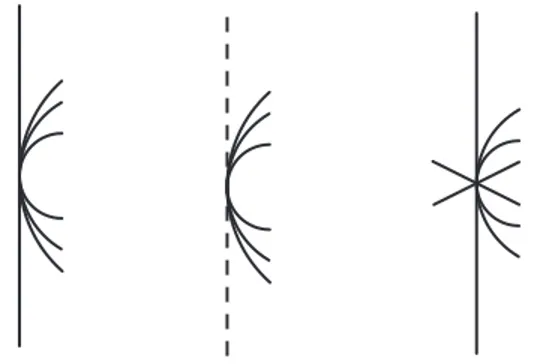 Figure 3.2: Singularities of type (III k ), of type (IV k ) and of type (V )