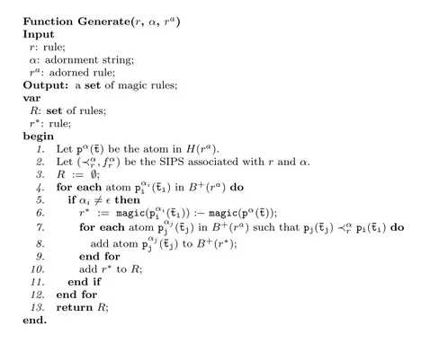 Figure 3.5: Generate function for Classic Magic Sets