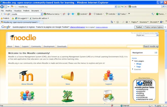 Figura 3: Home Page di Moodle [S5]. 