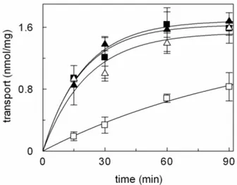 Figura  4:  Effetto  dell’omeprazolo  legato  covalentemente  sull’antiport  di  carnitina  mediato dal trasportatore ricostituito: I proteoliposomi sono stati incubati con omeprazolo 