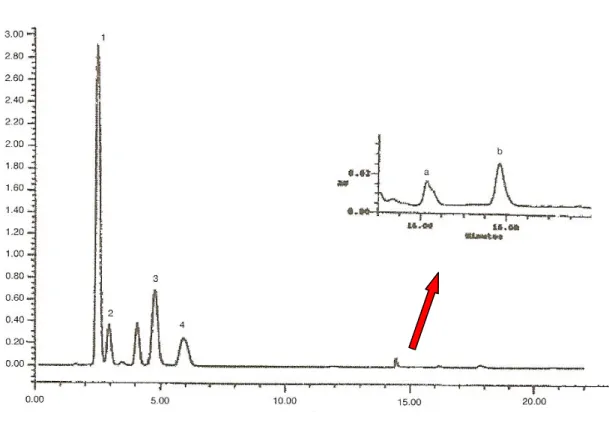Figura 1.9  Cromatogramma HPLC della frazione non volatile di un olio 