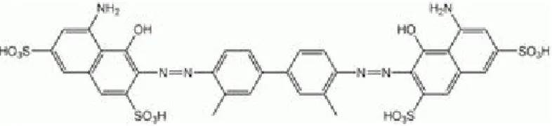 Figura  3.1 Formula chimica del colorante acido Trypan  blue. 