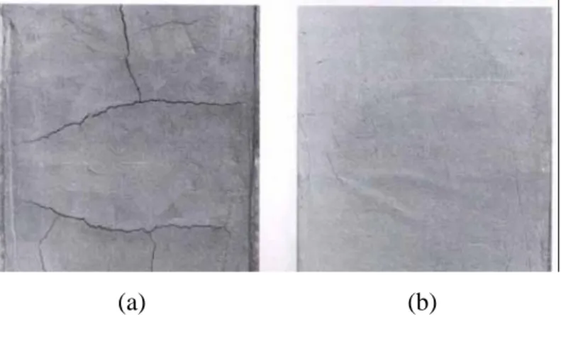 Fig. 4.7.1 -  Paragone tra le fessure di un calcestruzzo semplice (a) e quelle di un calcestruzzo 
