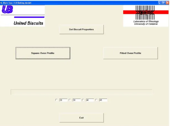 Figure 6. 3 – User friendly interface to simul the baking process. 