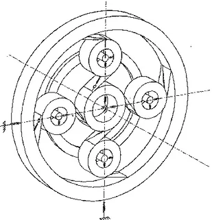 Figure 2.7 – Three-dimensional model for planetary gear sets.  Reproduced from [72]. 