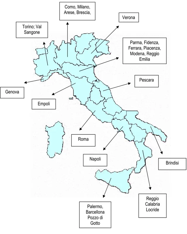 Fig. 5: i nodi che prendono parte alle fasi preparatorie della quinta assemblea nazionale 