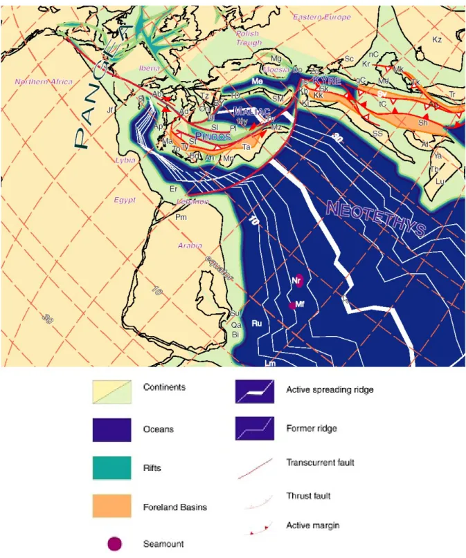 Figura 2.6. Ricostruzione paleogeografia della Tetide occidentale nel Triassico superiore (Stampfli et 