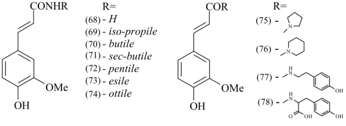 Figura  2.12 – Derivati ammidici dell’acido ferulico 