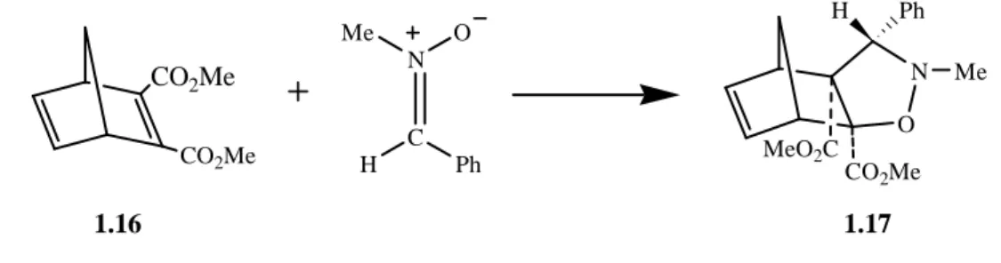 Figura 1.14. Reazione tra l’N-metil-C-fenil nitrone e il dicarbossilatonorbornadiene.
