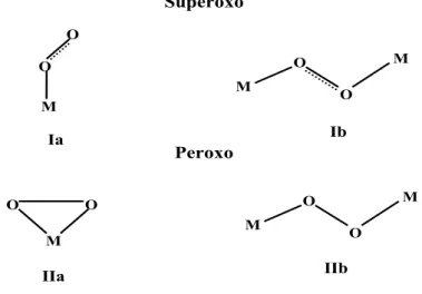 Figure 1.3: Principal types of presently known metal-dioxygen geometries.