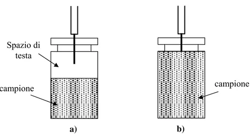 Figura 3.16: Tecnica SPME con campionamento con a spazio di testa (a) e con 