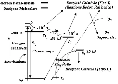 Figura 9: Diagramma di Jablonsky per la formazione di ossigeno singoletto.  