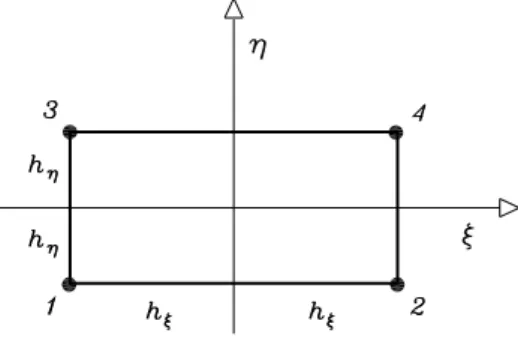 Fig. 2.1: Two-dimensional 4-node element: denition. By using the classical bilinear interpolation