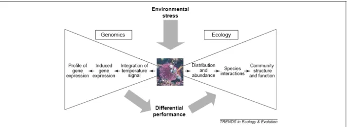 Fig 1.2.1  Conceptual diagram for integration of genomics, physiology and ecology in the study of environmental stress