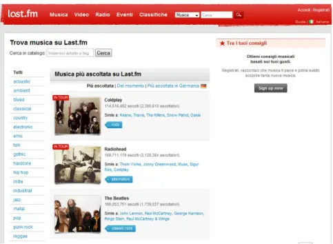Fig. 2.2. A Page of the http://www.lastfm.it/ Web Site