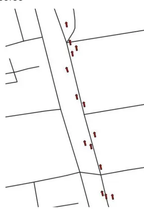 Figura 1 – Esempio di FCD grezzo  Come si può notare dalle immagini - per possibili applicazioni nei modelli  di trasporto - i dati grezzi generalmente richiedono delle elaborazioni  preliminari per essere messi in relazione con il grafo stradale sottostan