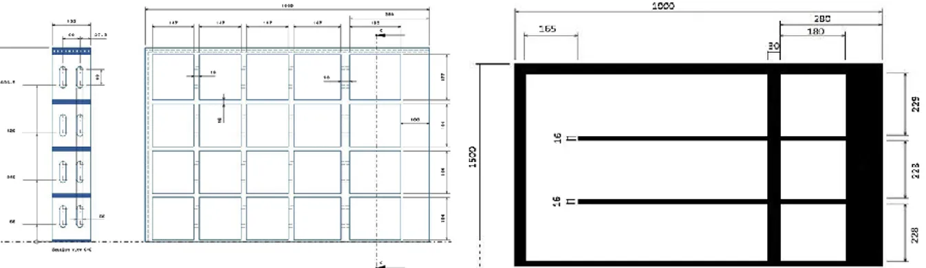 Fig. 3.8 – WCLL blanket concept 2017 half equatorial elementary cell geometry: vertical stiffeners (left) and  horizontal stiffeners (right) [55] 