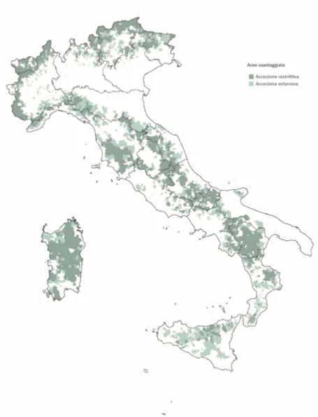 Figura 6 - Le aree svantaggiate individuate dall'Atlante Rurale 