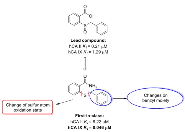 Figure 2.1. Chemical modifications on the first-in-class compound identified from a large library based on the 2-