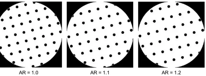 Figure  1.5:  Probability  of  grouping  by  proximity  in  dot  lattices  at  different  values  of  AR