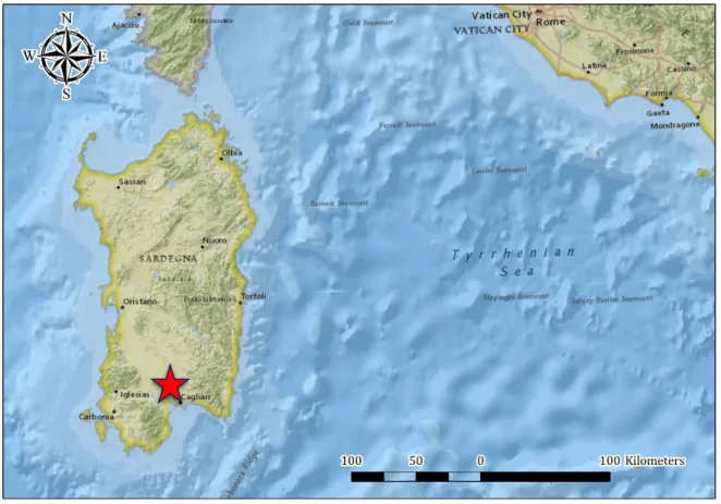 Figure 14. Location of the Decimomannu military airport in southern Sardinia. 