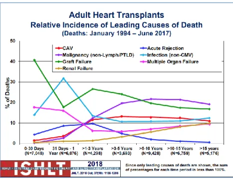 Figure 8: Causes of death after heart transplantation during the post-transplantation 