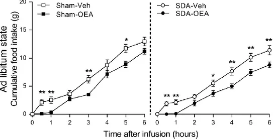 Fig  2.2:  Effects  of  peripheral  OEA  administration  on  feeding  of  sham  and  SDA  rats