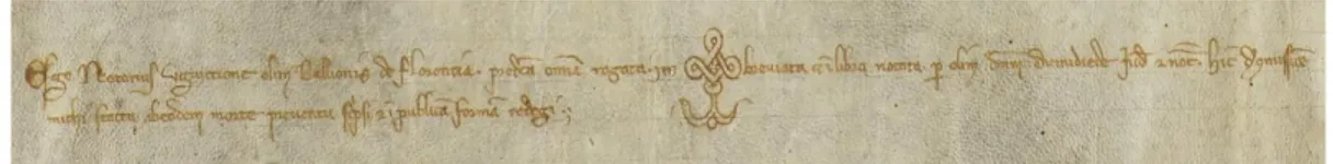 Fig. 1 Firenze, Archivio di Stato, Diplomatico, Normali, Fiesole, S. Domenico (Domenicani), 31 ottobre  1255 