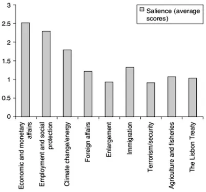 Figura 7 – Rilevanza delle issues durante le elezioni europee del 2009 (Fonte: Seoane  Pérez e Lodge 2009)