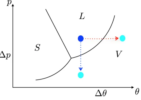 Figura 1.1: The sketch qualitatively describes the state of matter as a function of pressure and temperature