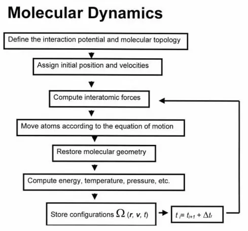 Figure 2.2: Scheme of the molecular dynamics simulation procedure.