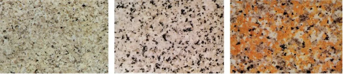 Fig. 20 Granito bianco sardo, granito bianco Montorfano e granito rosa Nule  [Di Sivo, 2004, p