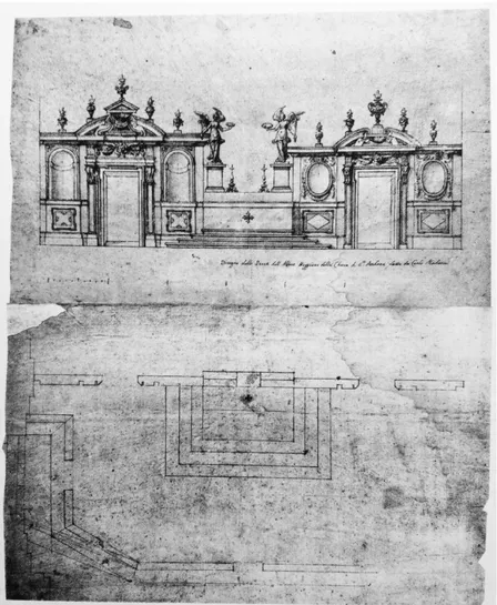 fig. 8:  Carlo Maderno, Progetto per l'altare maggiore  di Sant'Andrea della  Valle, da H