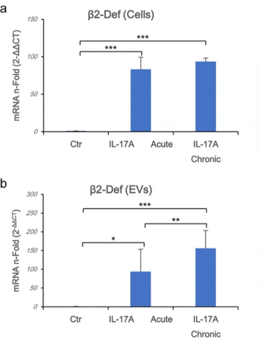 Figure 3. Chronic exposure to IL-17A induces higher  b -Defensin 2 mRNA expression in  EVs